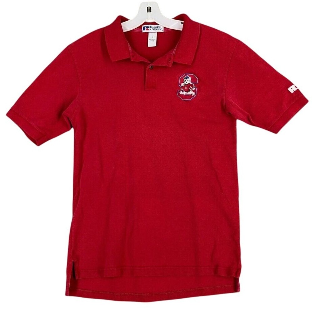 South Carolina State Bulldogs Mens Polo Shirt M Red Russell Athletic Mascot SCSU